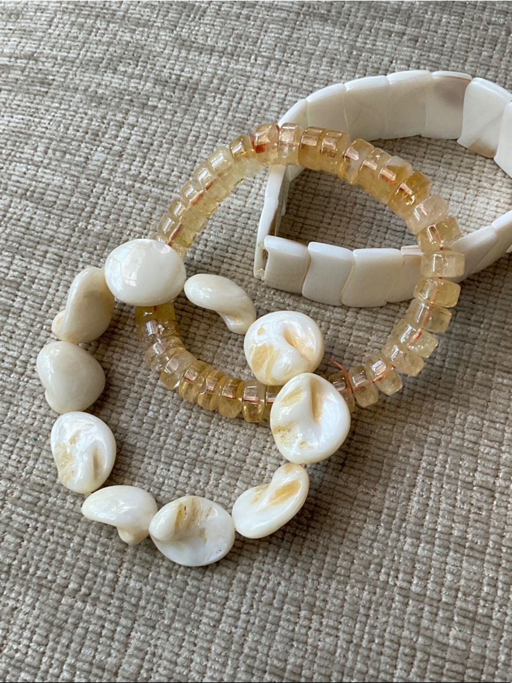Three stretchy bracelets